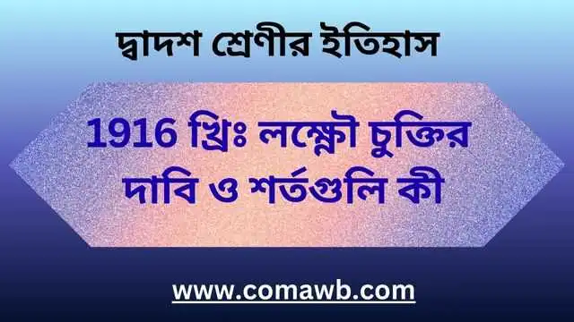 1916 খ্রিঃ লক্ষ্ণৌ চুক্তির দাবি ও শর্তগুলি কী