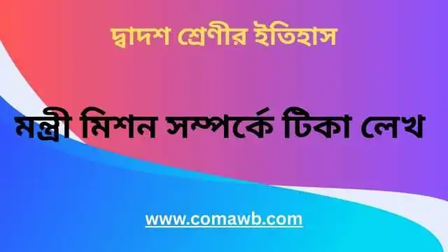 মন্ত্রী মিশন সম্পর্কে টিকা লেখ